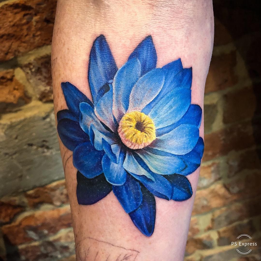 Realistic Tattoos Lotus Flower Blue Variety