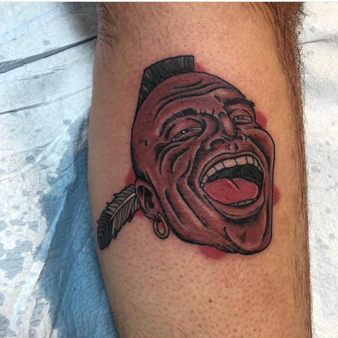 Atlanta Braves Laughing Indian with Mohawk Tattoo