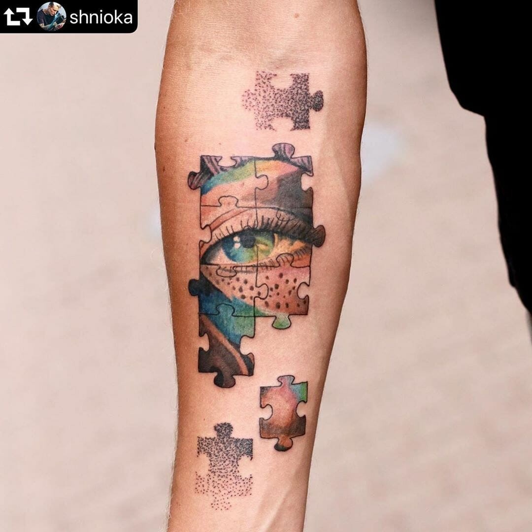 Modern Puzzle Piece Tattoo