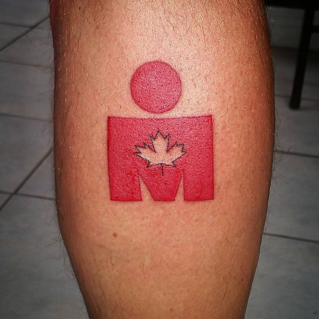 Ironman Triathlon Tattoos Red Design