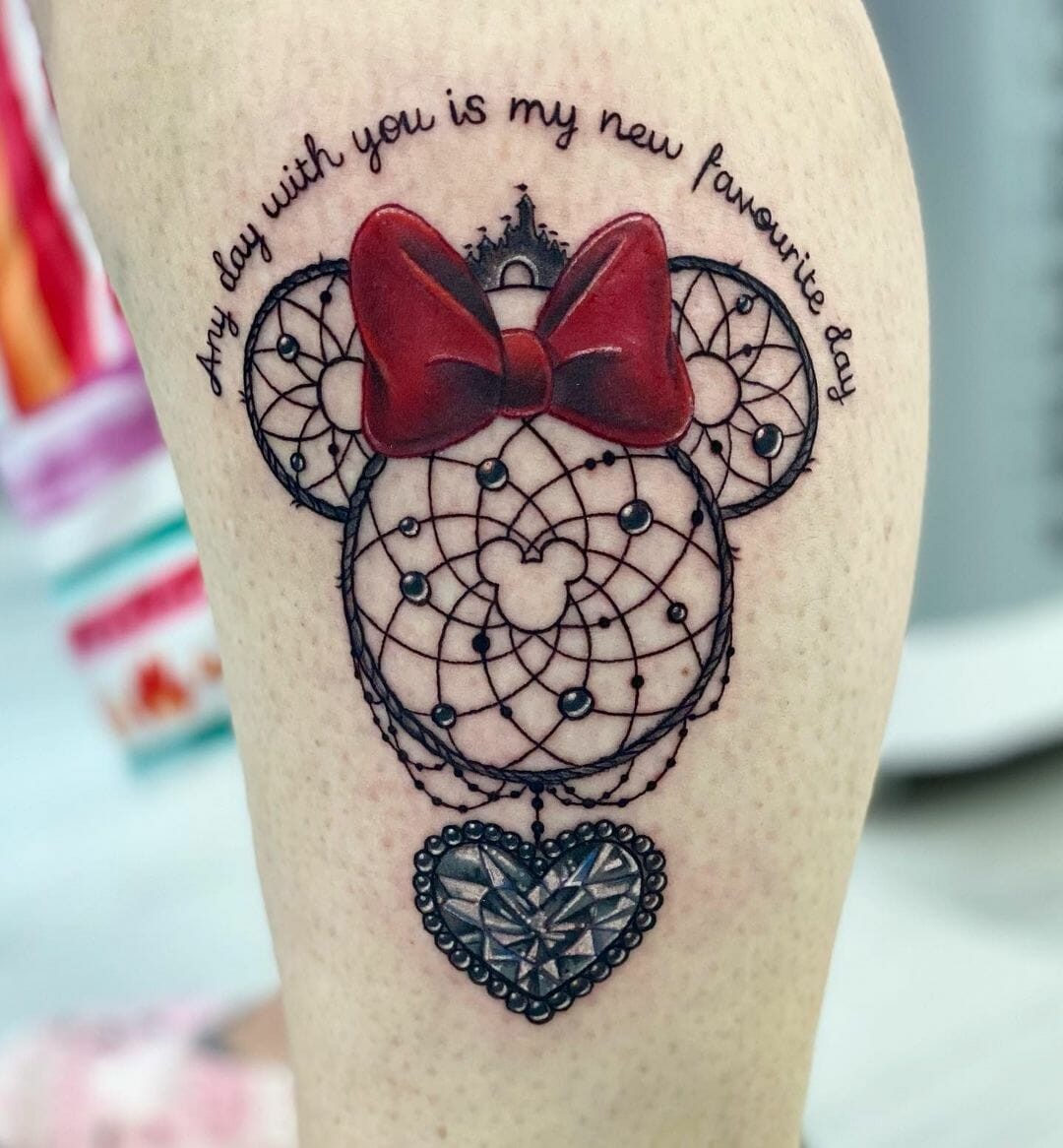 Cute Minnie Mouse Diamond Tattoo Design For Disney Fans