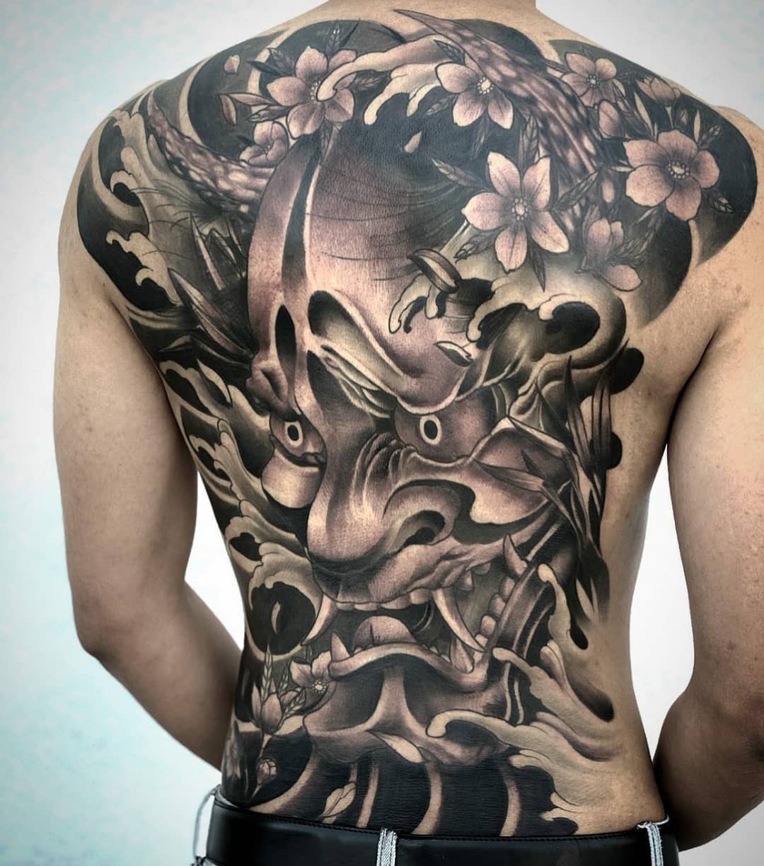 Crazy Hannya Head Japanese Style Tattoo Ideas