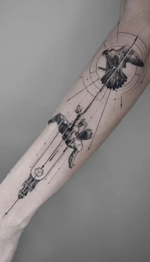 A Complex Graphic Icarus Tattoo