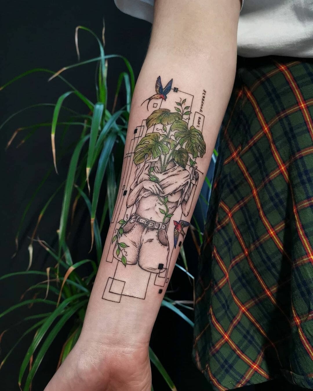 Geometrical Love Yourself Tattoo