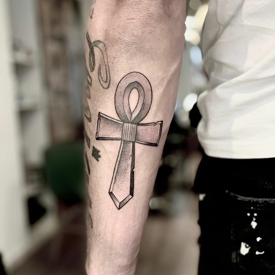 Forearm Ankh Cross Tattoo