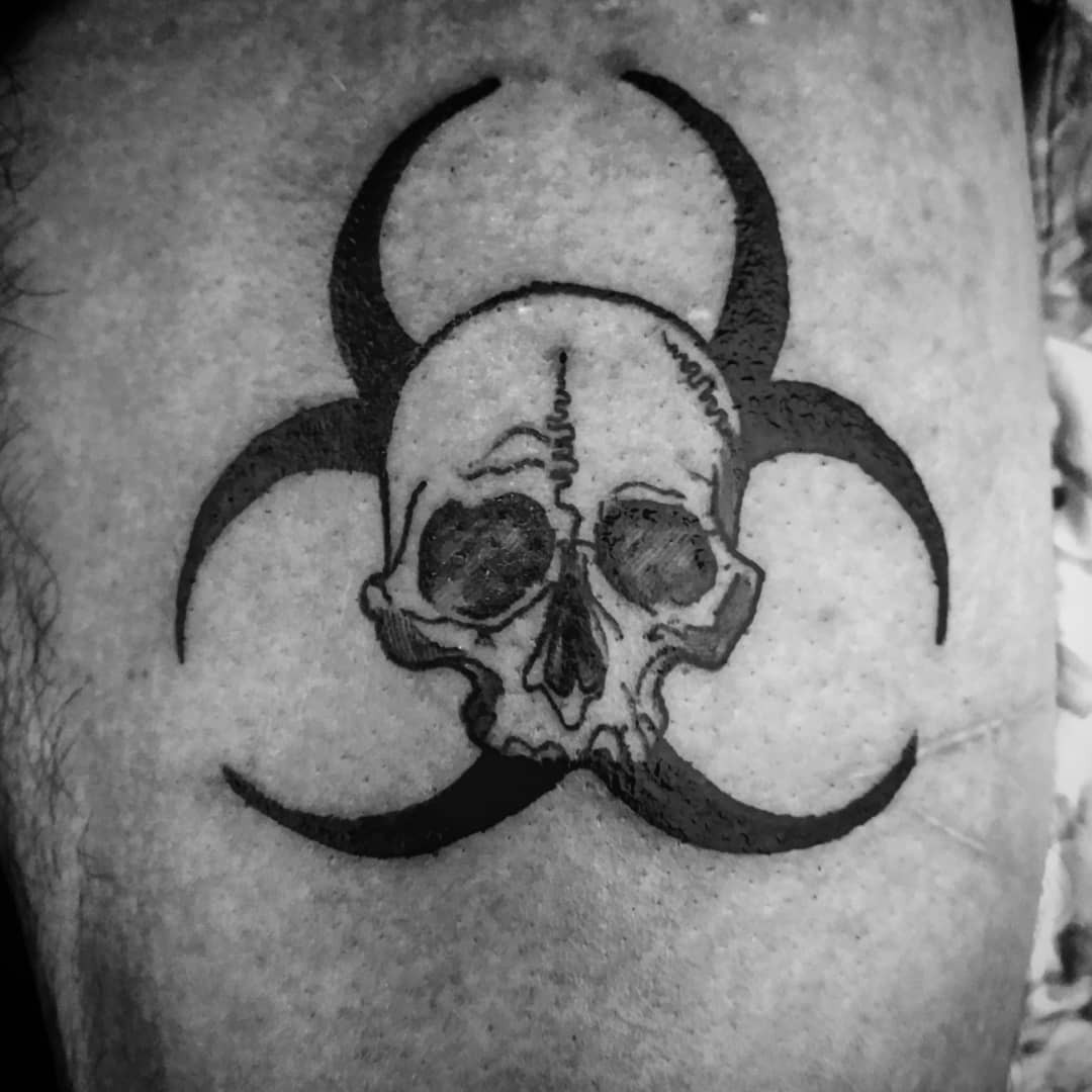 Biohazard Tattoo with Skull