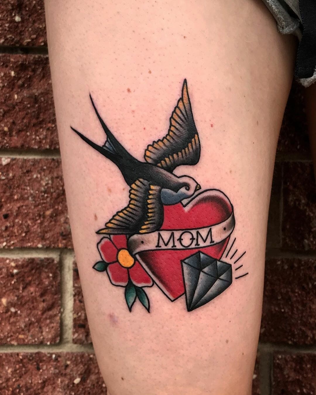 Traditional Tattoo Sparrows Mom Symbolize