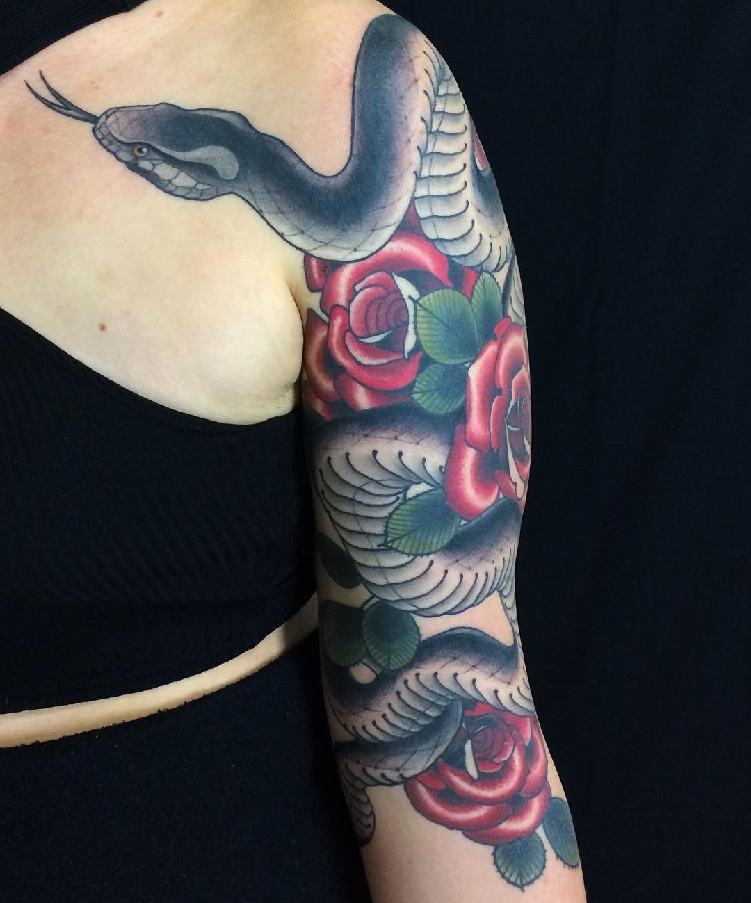 Japanese Rose And Snake Tattoo designs