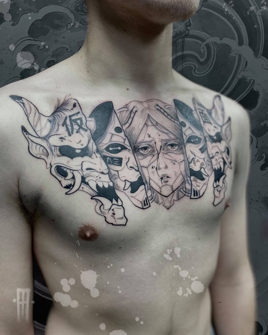 Three-Faced Monster Dead Inside tattoo