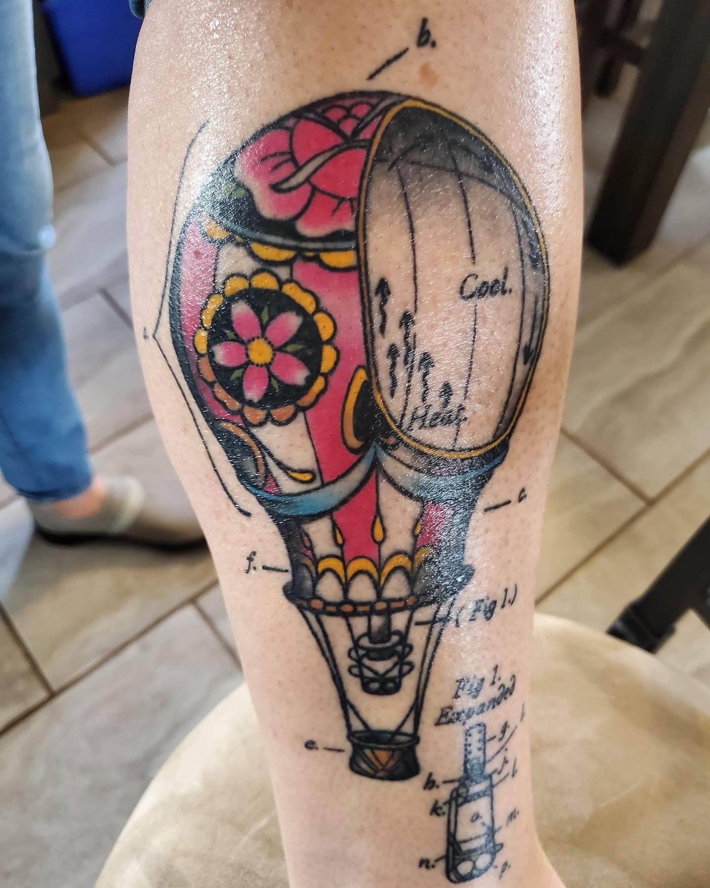 Hot Air Balloon Schematic Tattoo