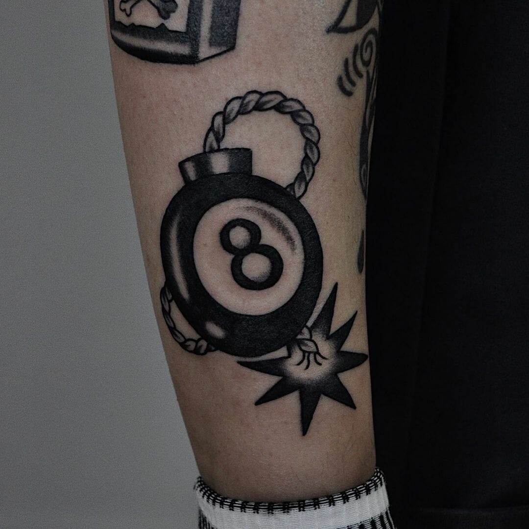 Fascinating Bomb 8 Ball Tattoo