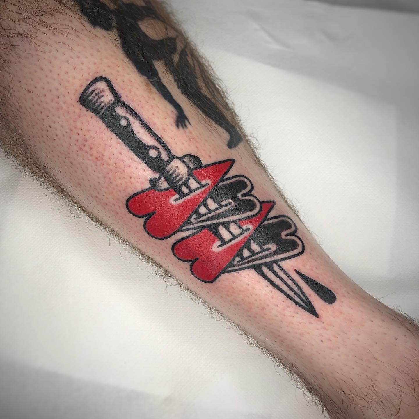 Traditional Switchblade Tattoo- Shin