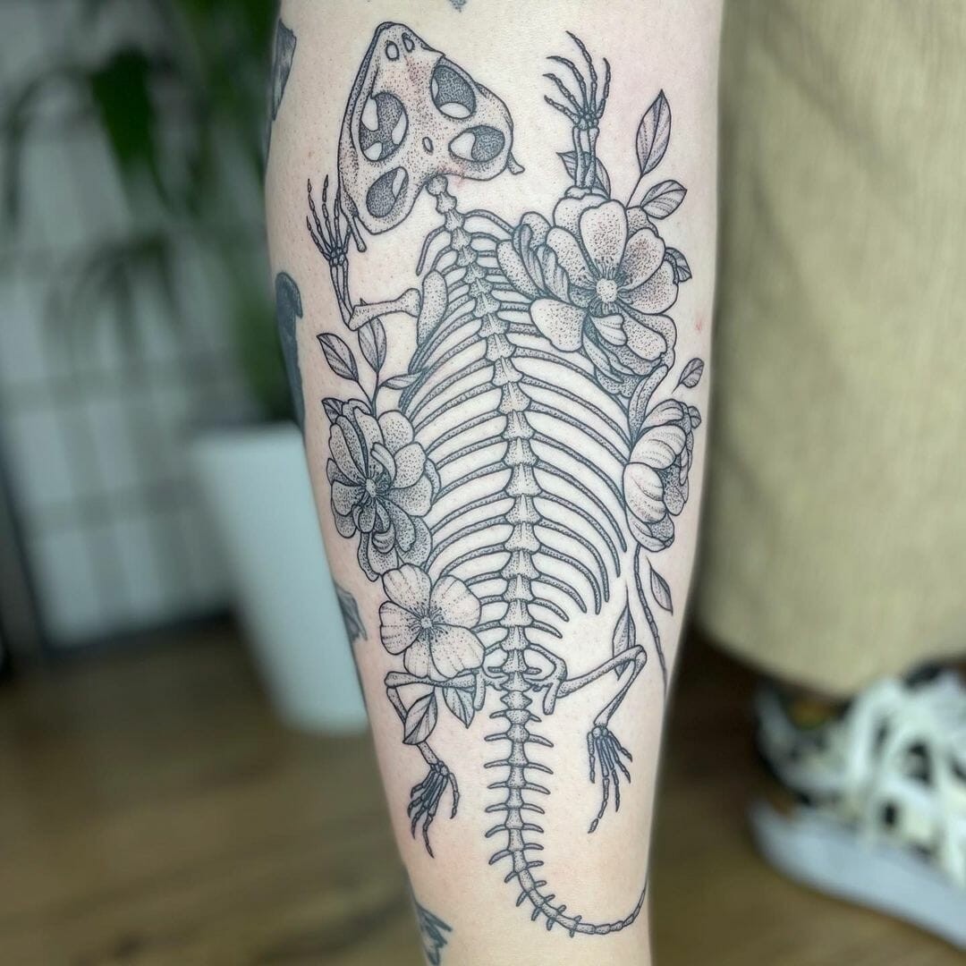 Bearded Dragon’s Skeletal Structure Tattoo