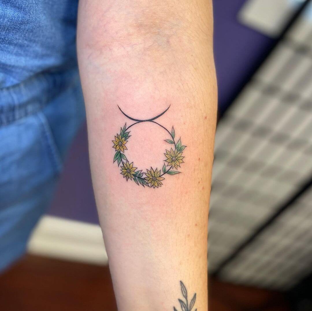 Wreath Style Taurus Tattoo