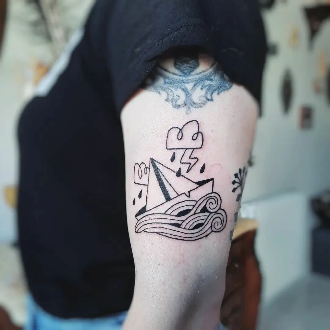 Minimalist Small Ship Tattoo Ideas