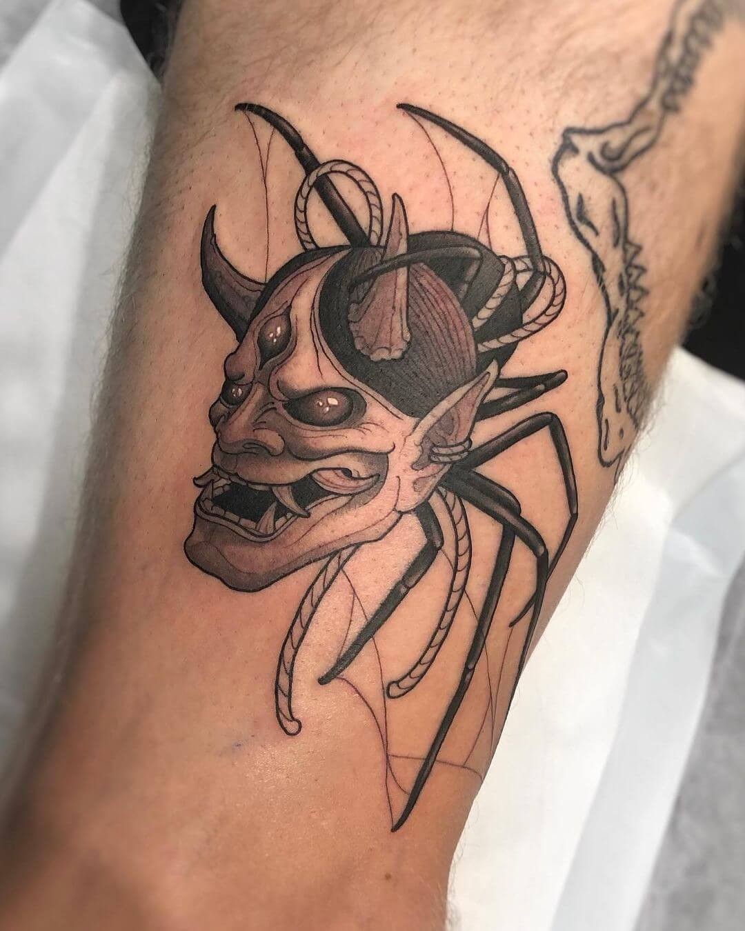 Hannya And Oni Spider Tattoo Designs