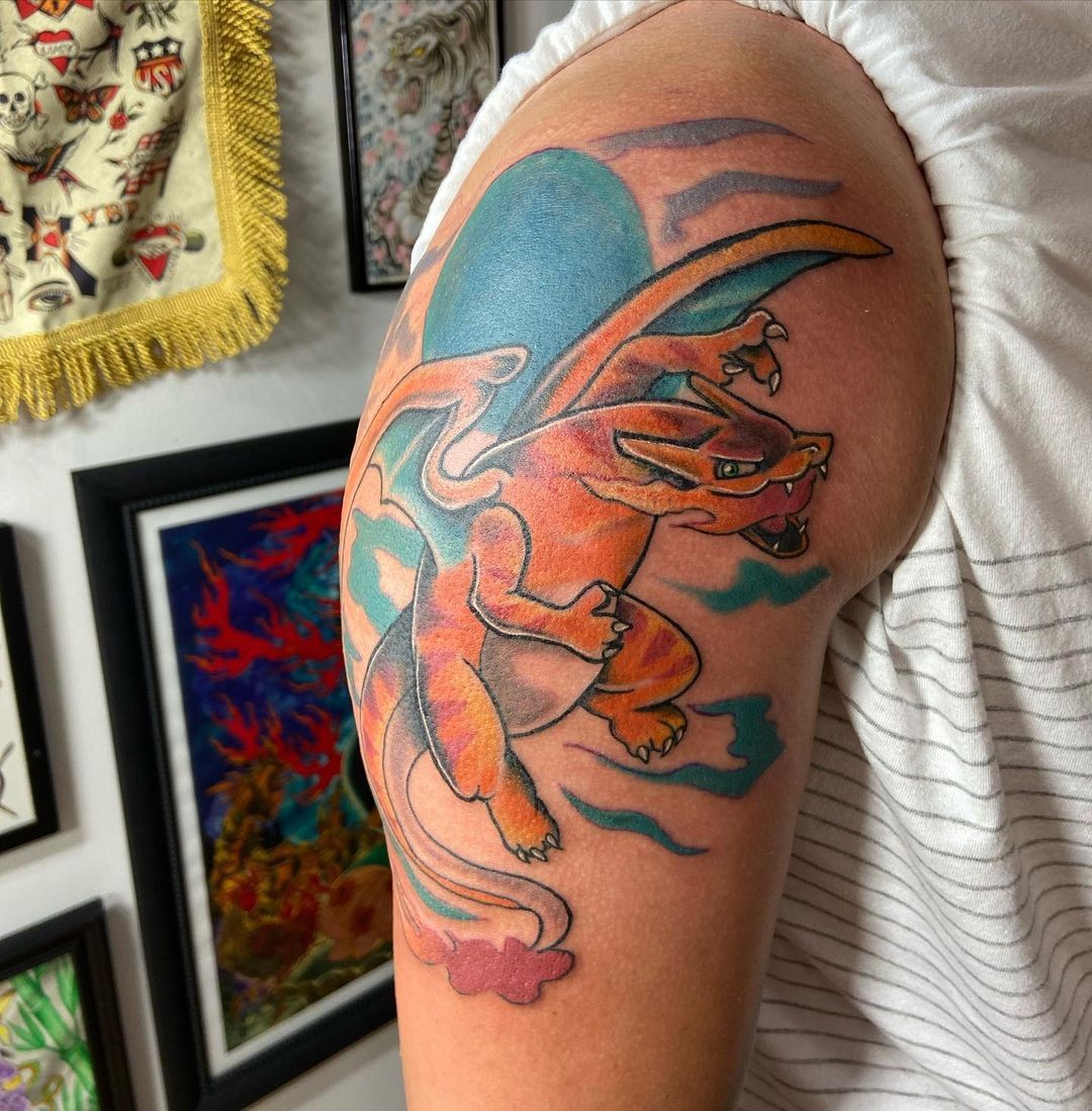 Realistic Charizard Tattoo