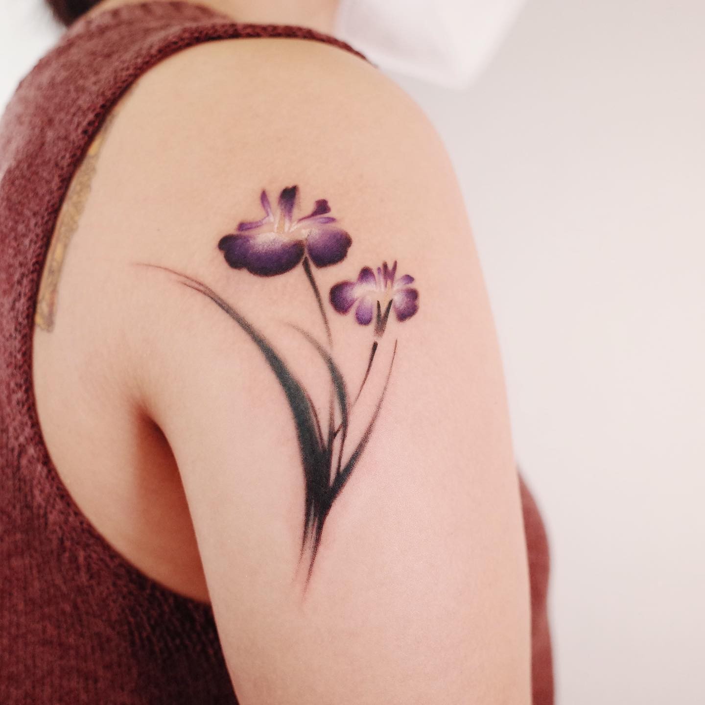 Purple Orchid Flower Tattoo