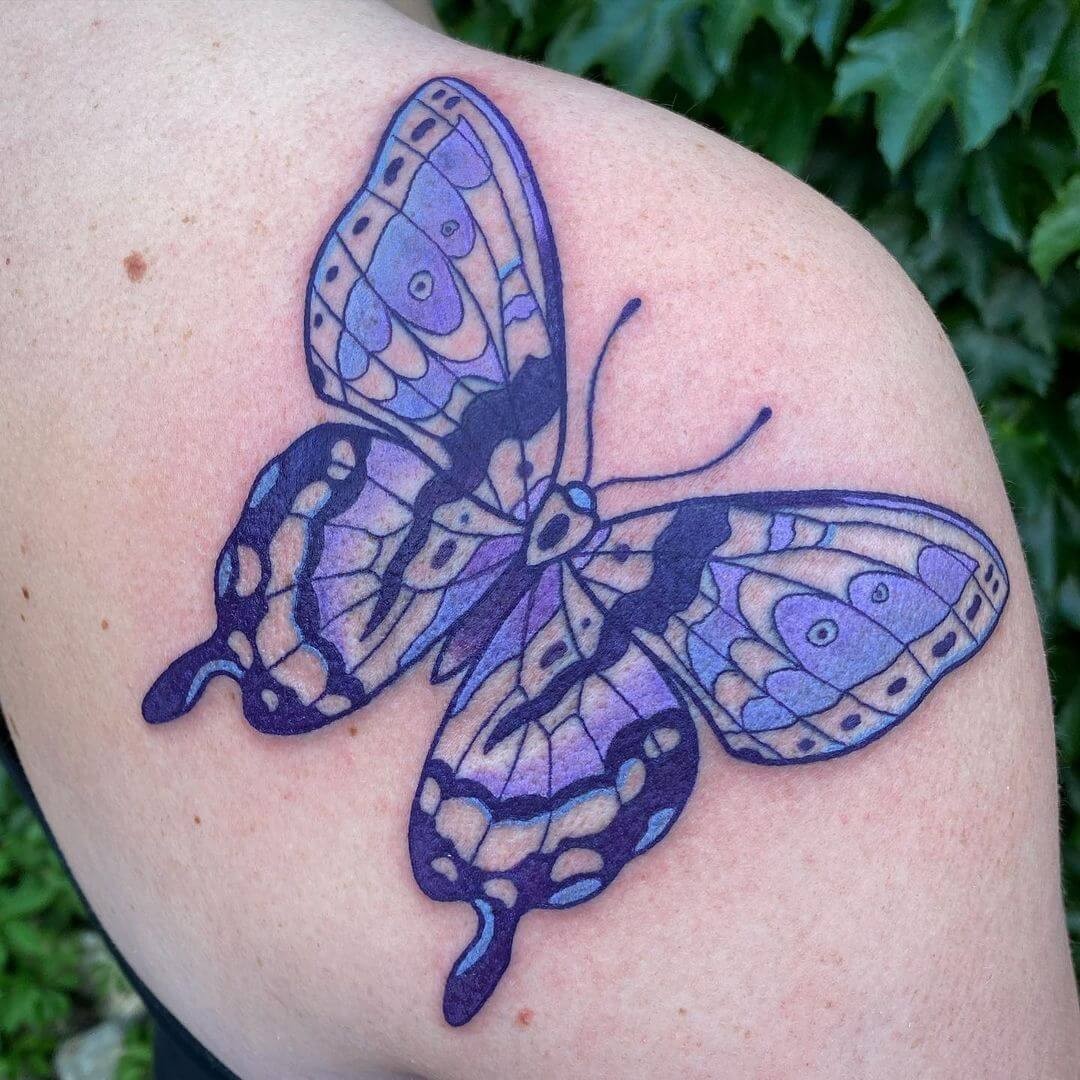 Monochromatic Tattoo Purple Butterfly