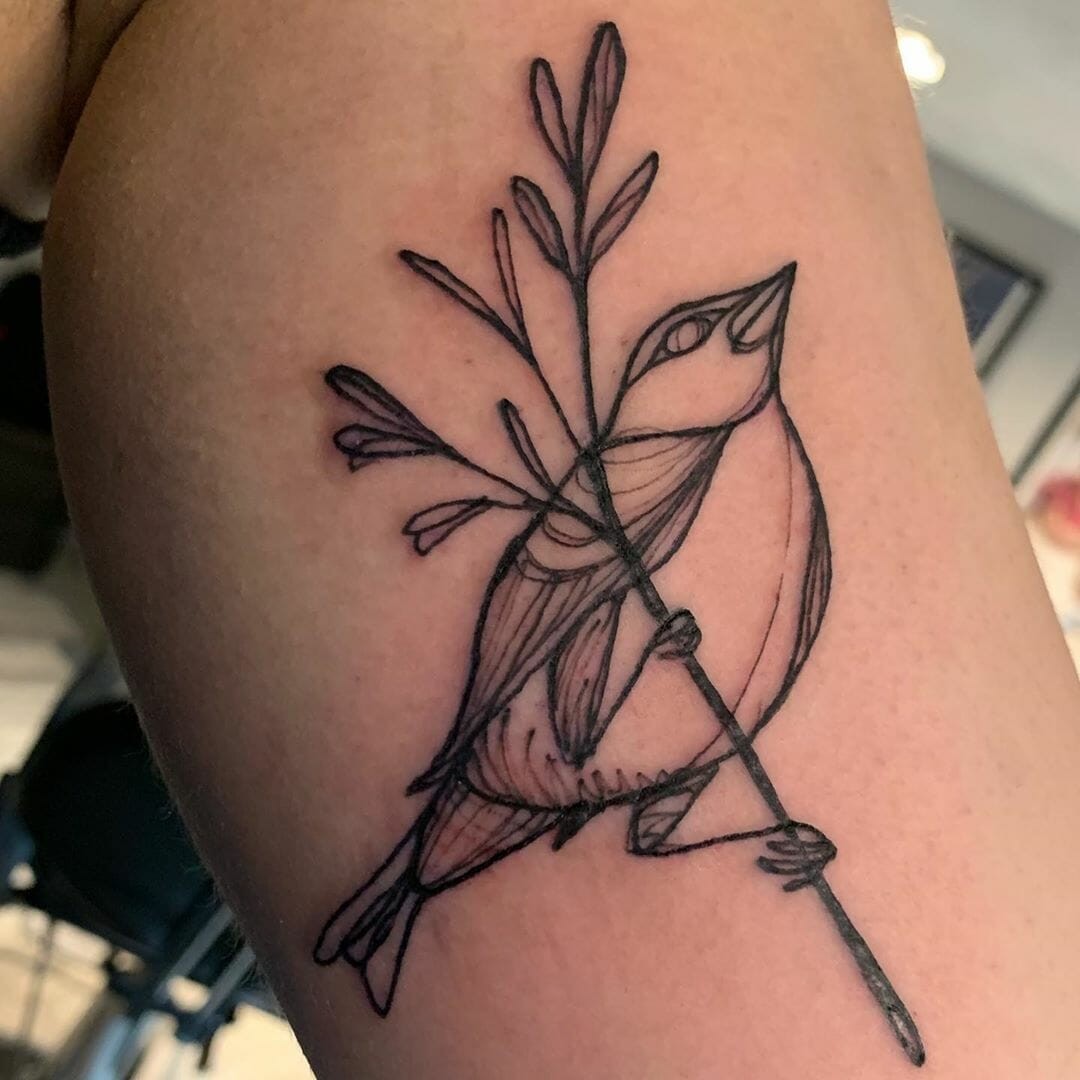 Black Ink Sparrow Tattoo