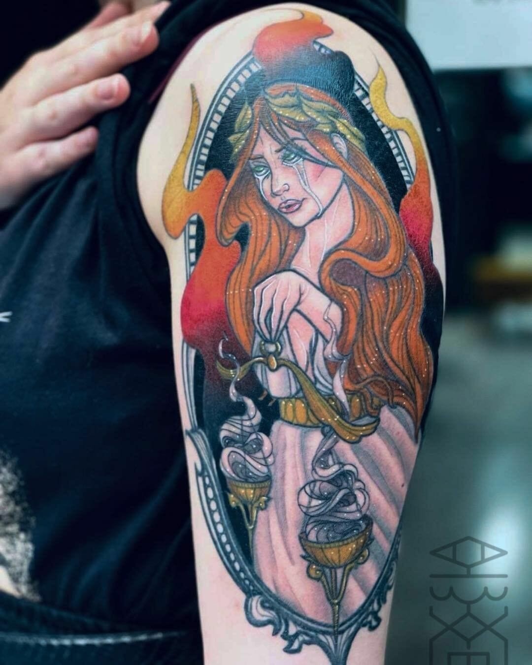 Feminine Libra Tattoo With Woman