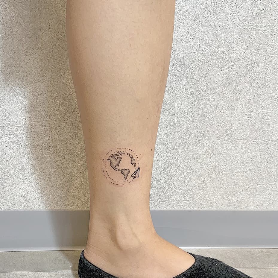 Tiny World Earth Tattoo