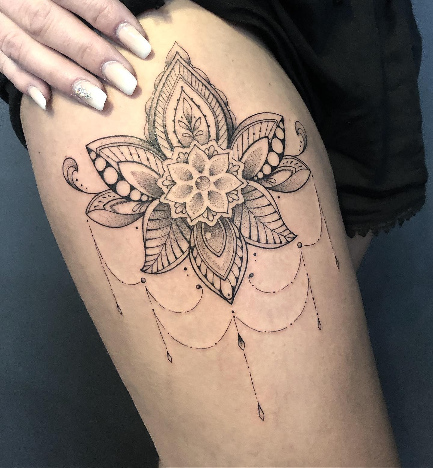 Overlapping Circles Lotus Mandala Patterns Tattoo