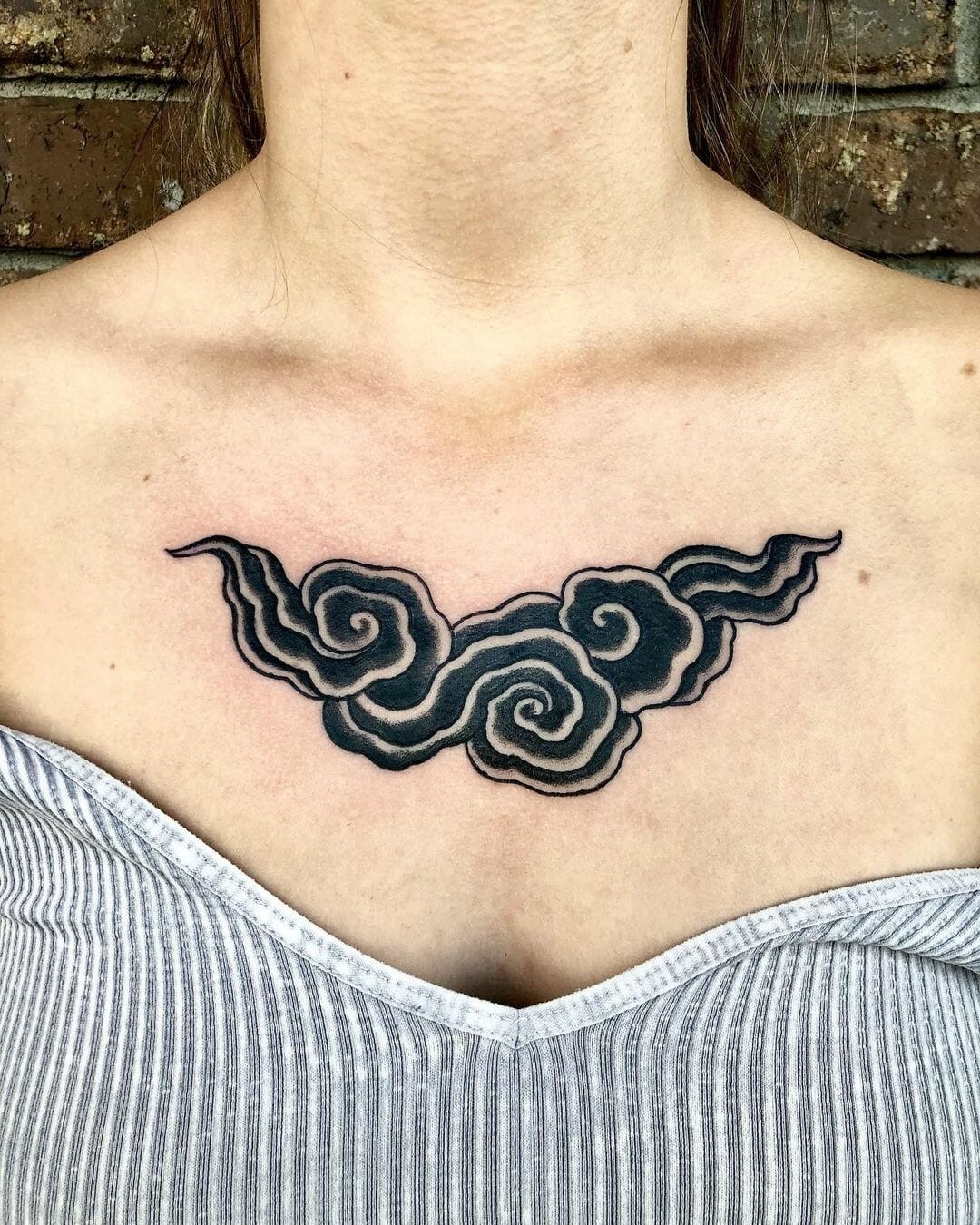 Black Cloud Tattoo On Chest