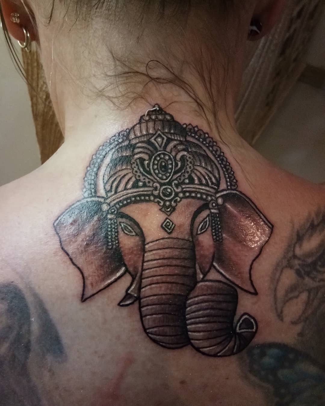 Spiritual Ganesha Tattoo On Neck