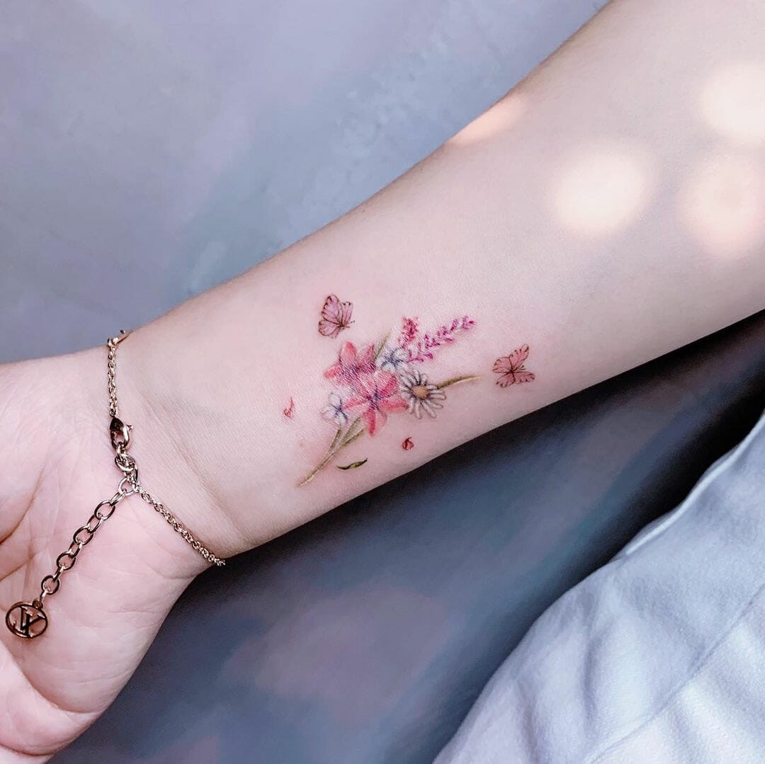 Butterfly Tattoos With Flowers And Vines