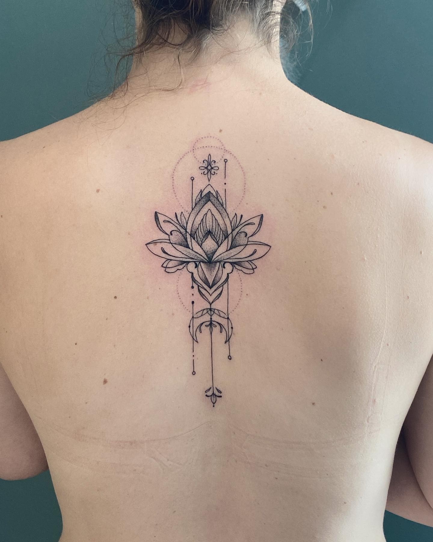 Lotus Lace Mandala Tattoo On Back