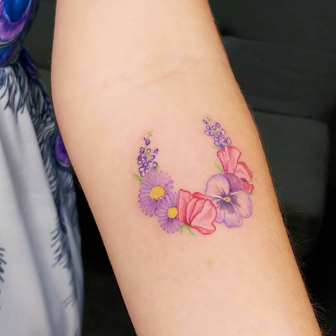 Sweet Pea Flower Bouquet Tattoo