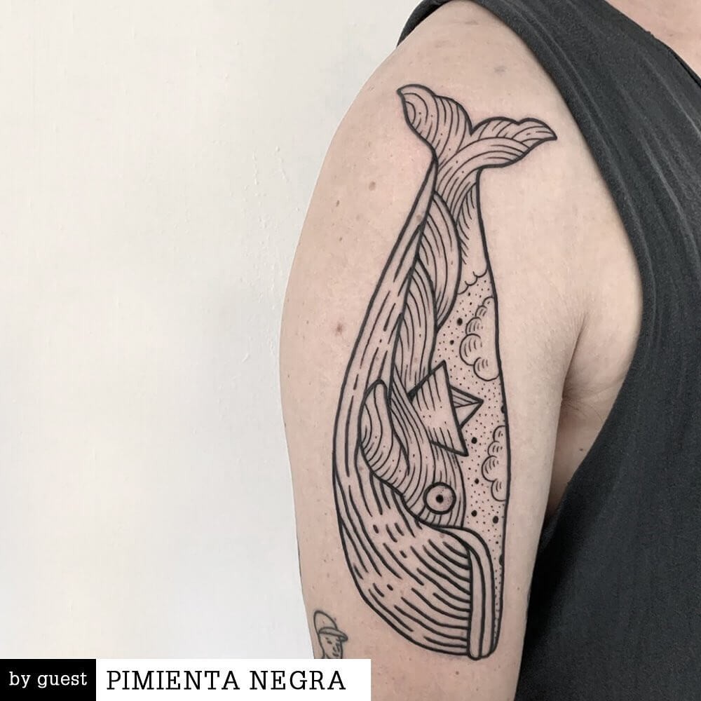 Bold Black Outlines Whale Tattoo Doodle Idea Moby Dick Inspired Photo For Men