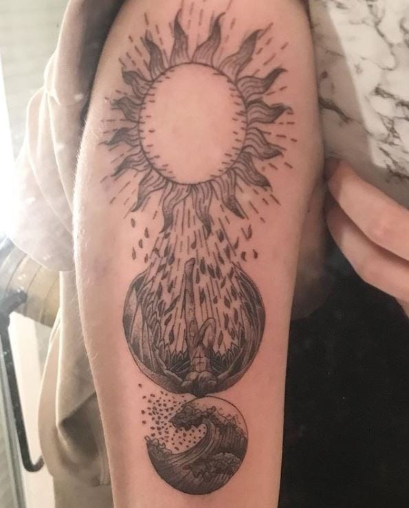 A Complex Graphic Icarus Tattoo