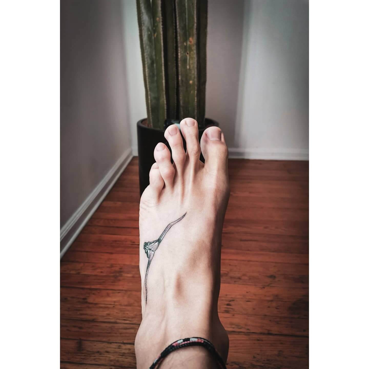 Foot Longhorn Tattoo