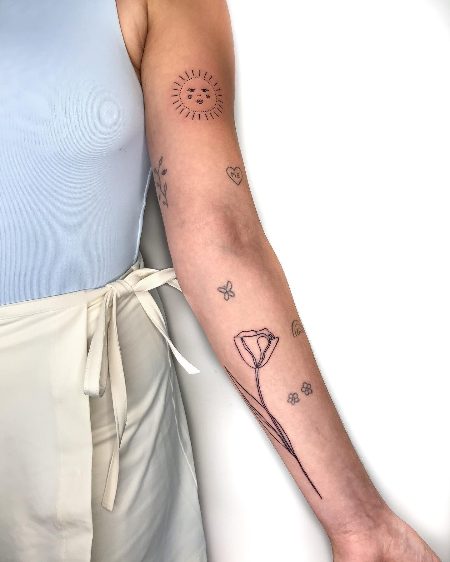 Minimalistic Arm Lift Scars Cover Up Tattoo Design