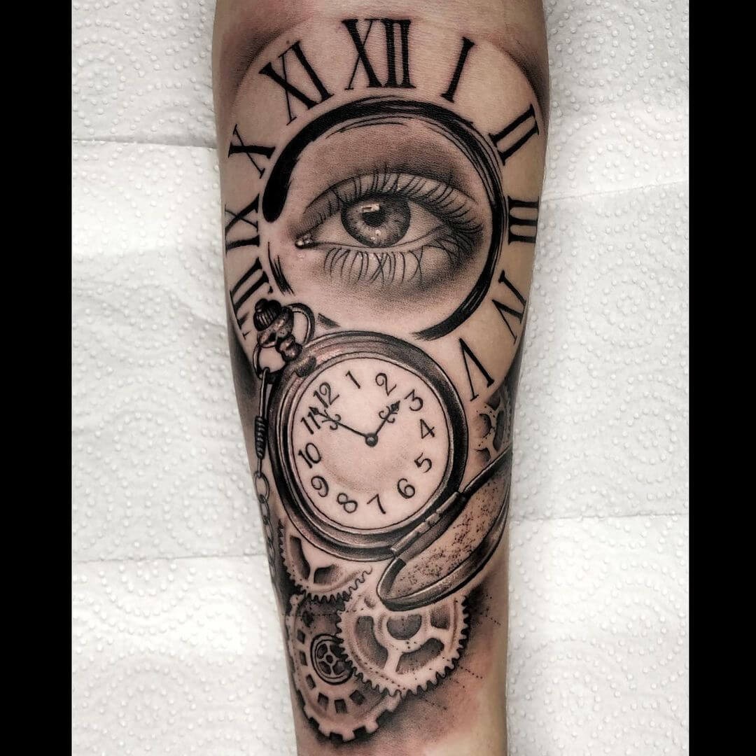 Clock Gear Tattoo For Men