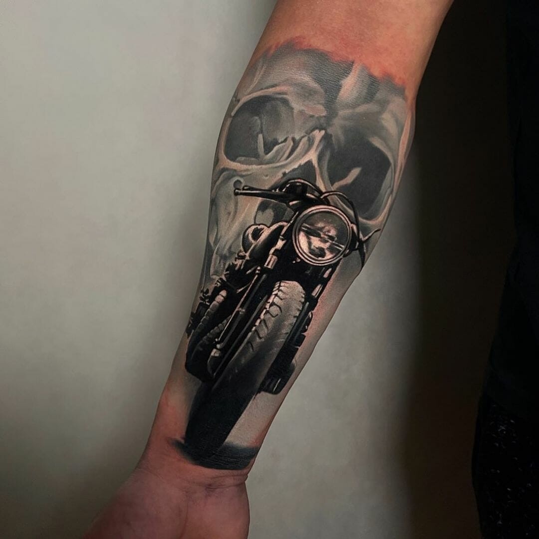 Motorcycle Skull Tattoo Designs