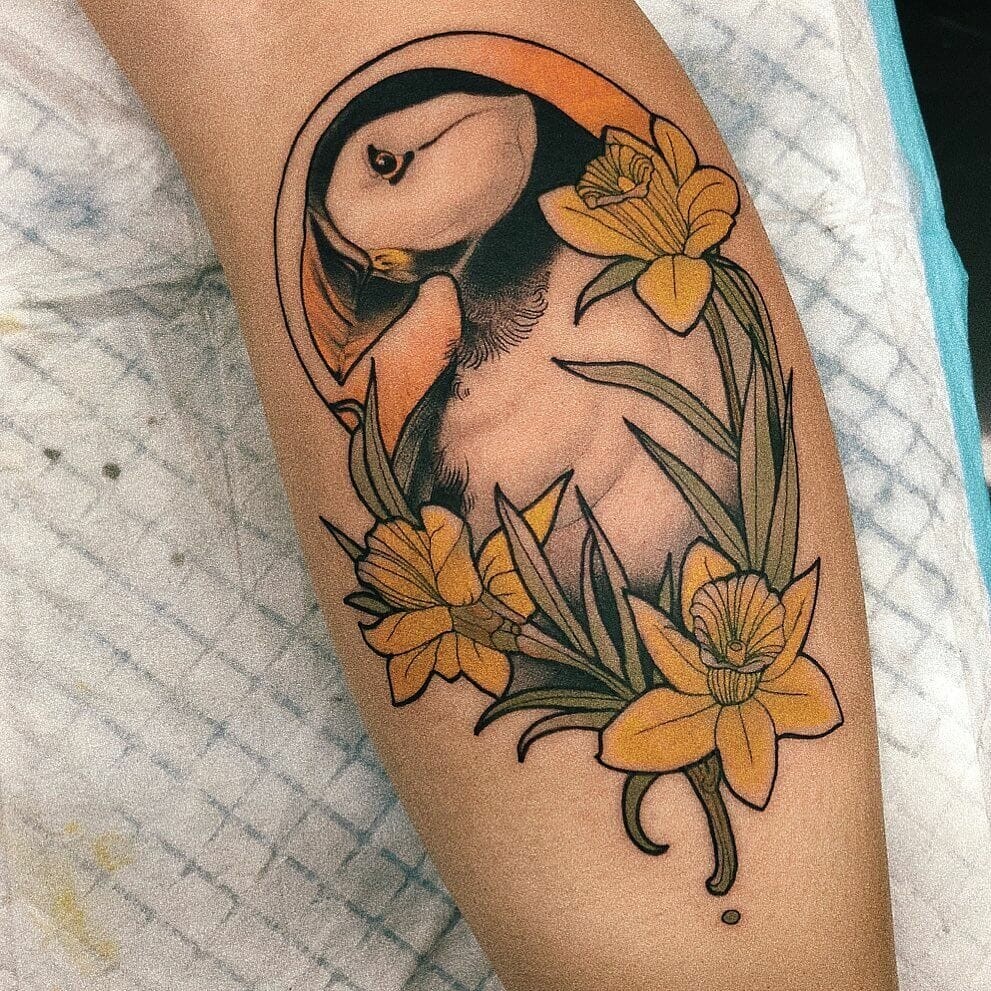 Realistic Puffin Tattoo