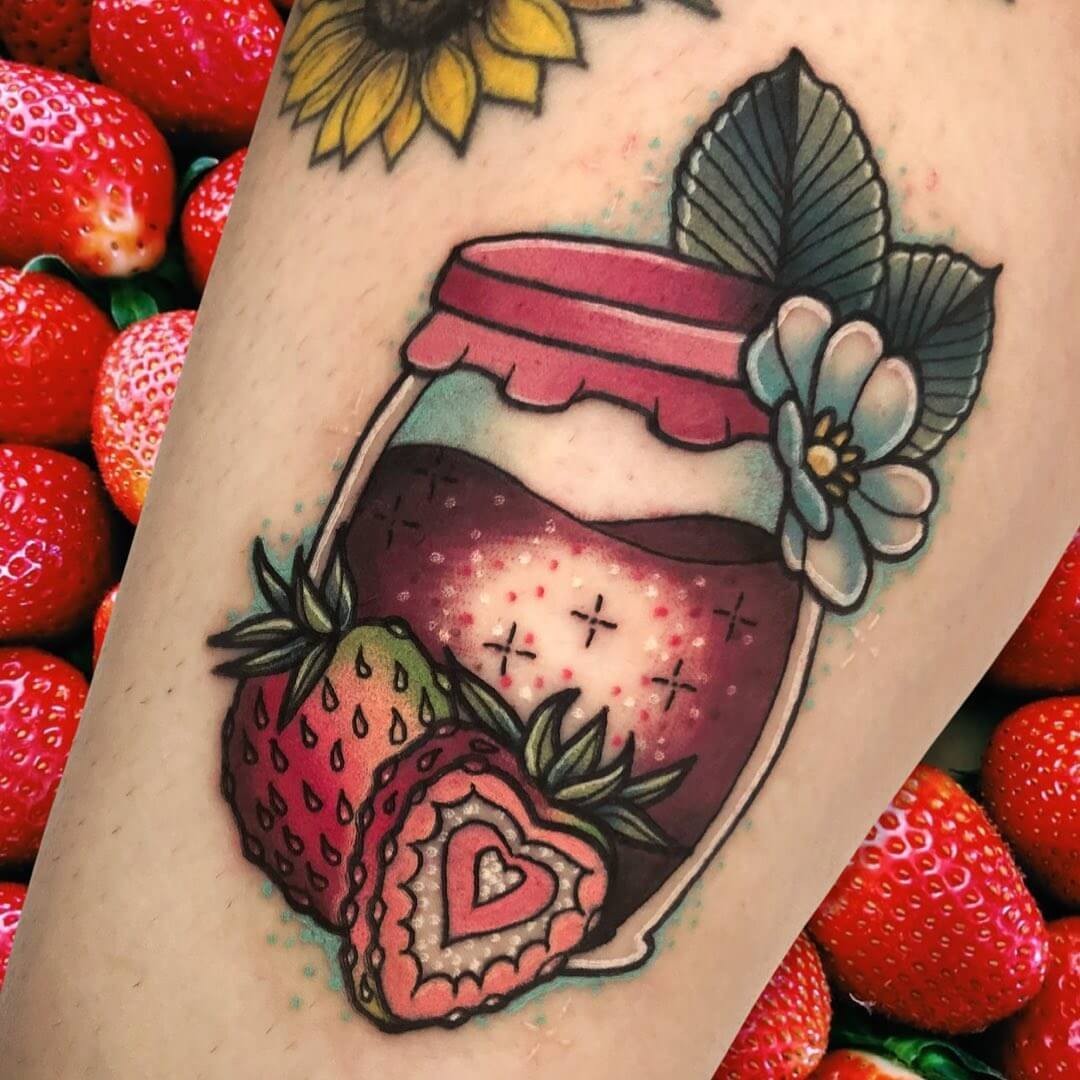 Jam Ensconced Strawberry Tattoos