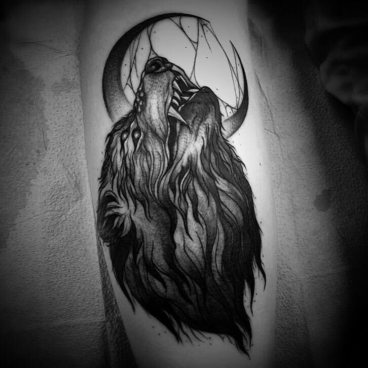 Wolf Creature Howling Tattoo