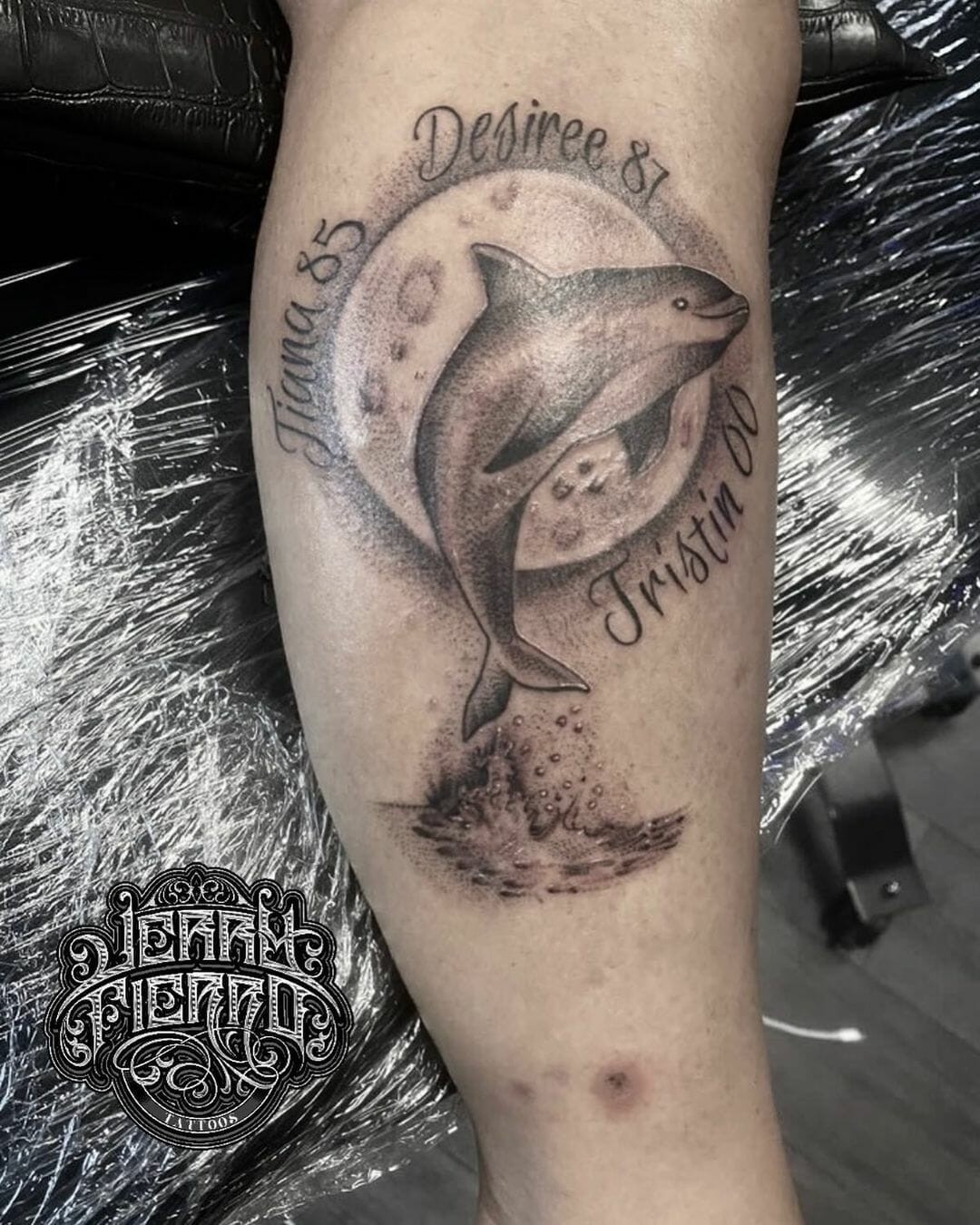 Moon Dolphin Tattoo