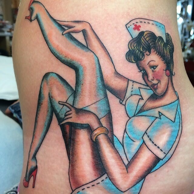 Full Figure Pin-Up Nurse Tattoos