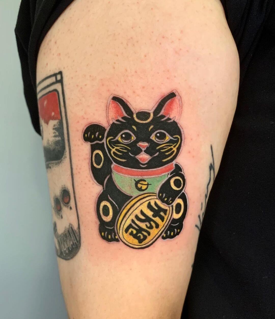 Japanese Maneki Neko Tattoo