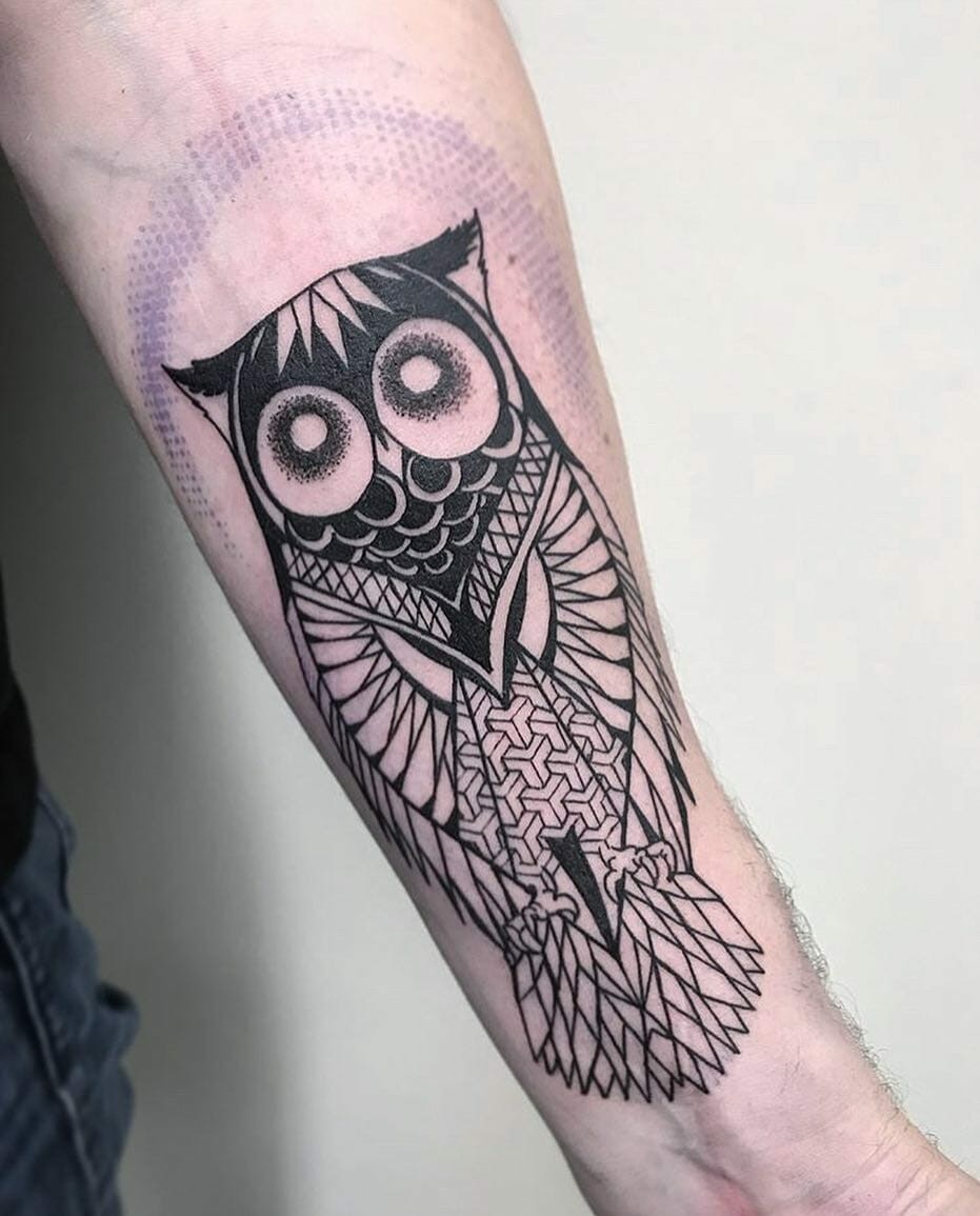 Owl Geometric Animal Tattoo