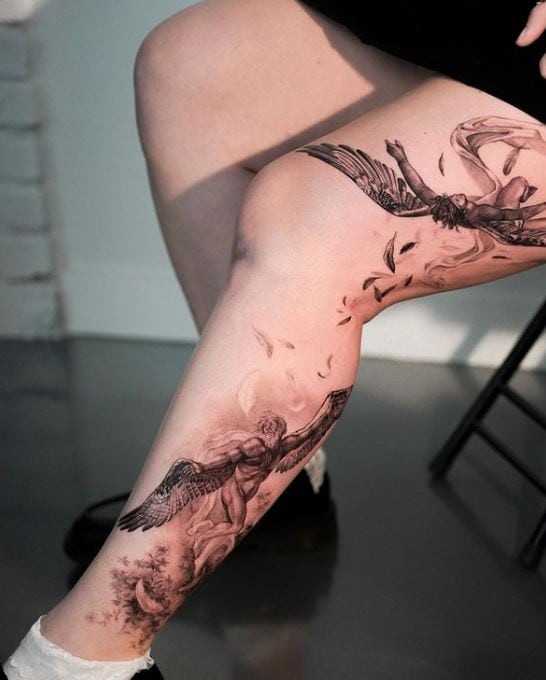 A Complex Graphic Icarus Tattoo