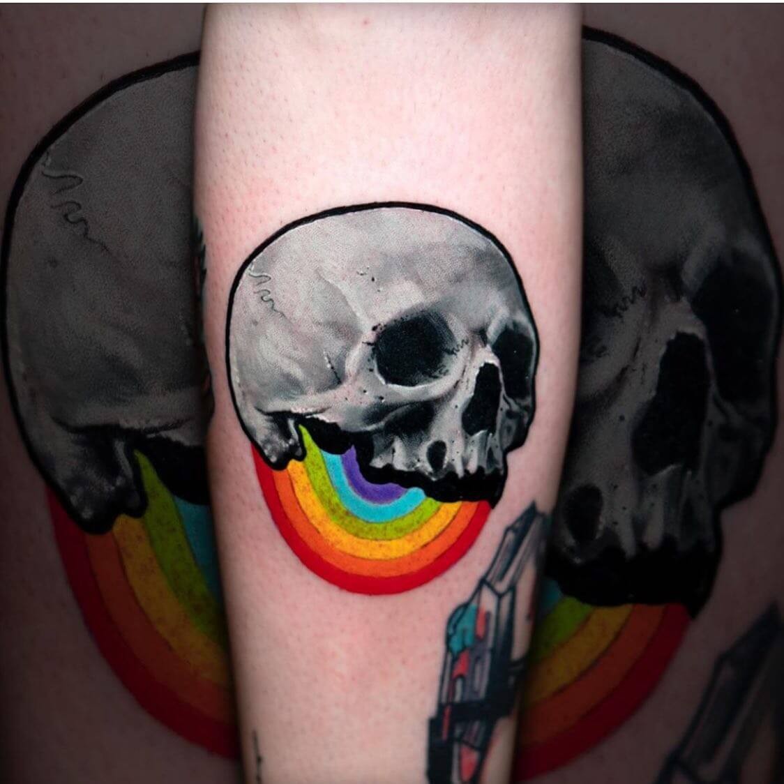 Skull And Rainbow Tattoo Filler Ideas