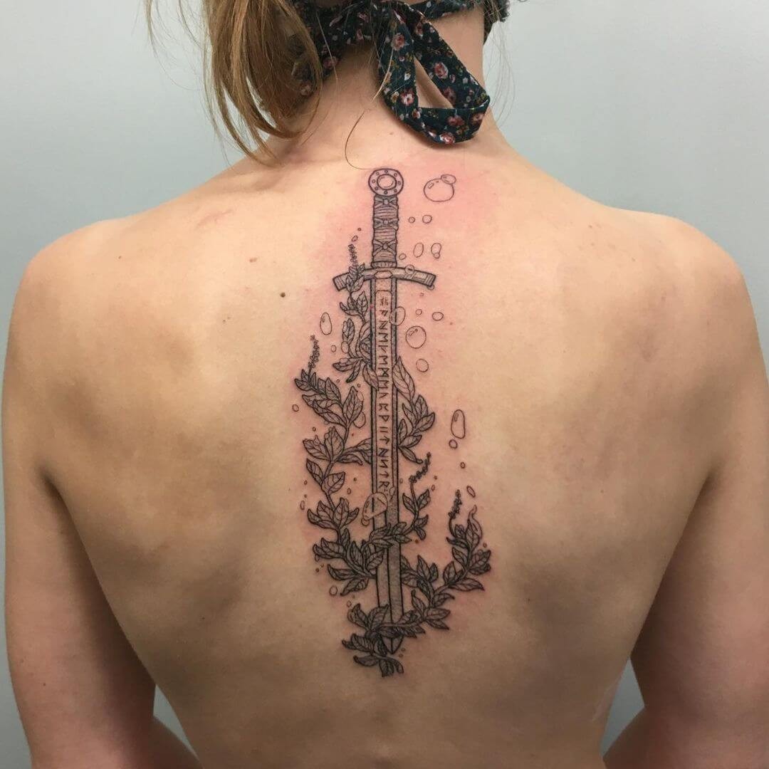 Massive ‘Excalibur In Avalon’ Back Tattoo