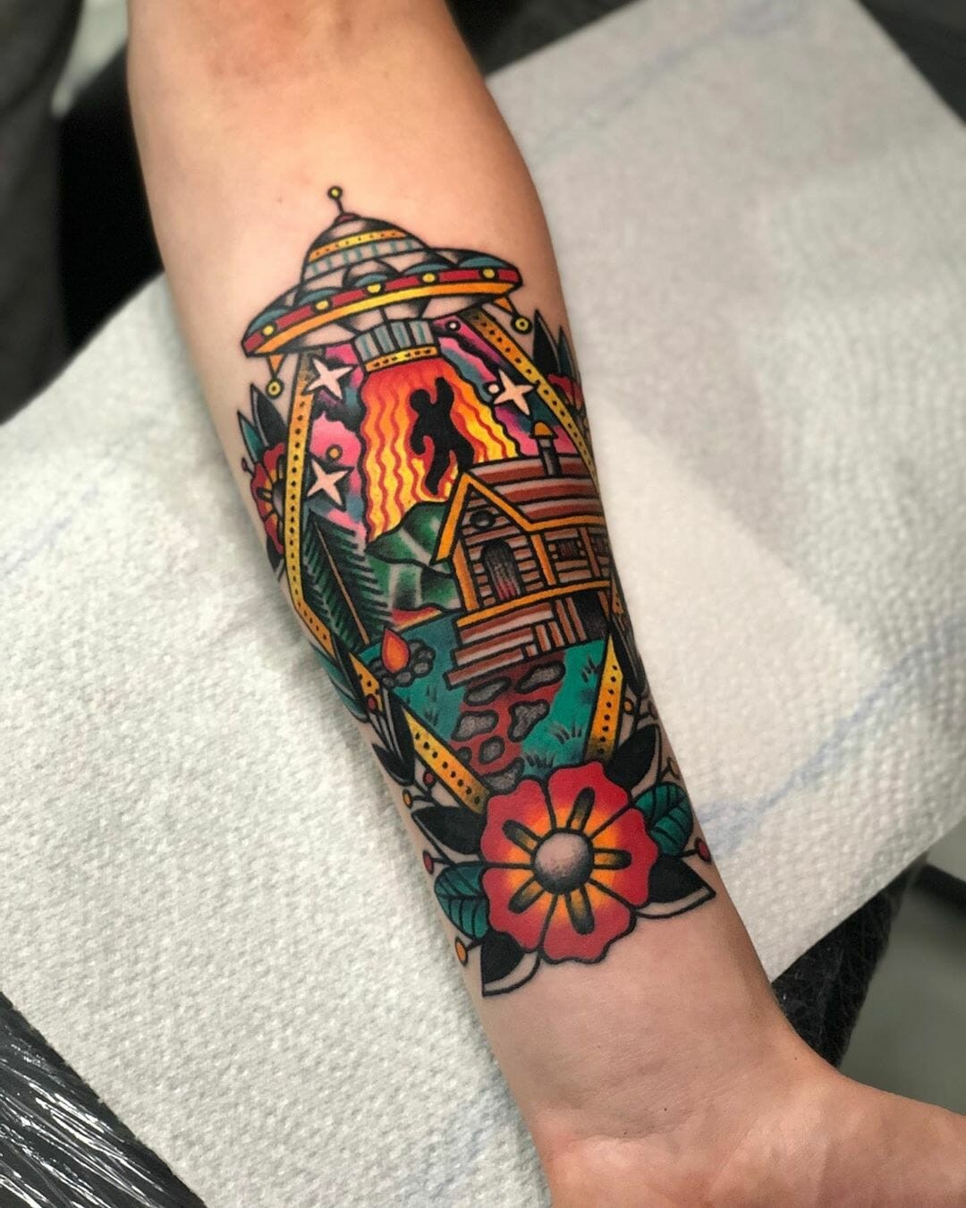 Colorful UFO Tattoo Designs