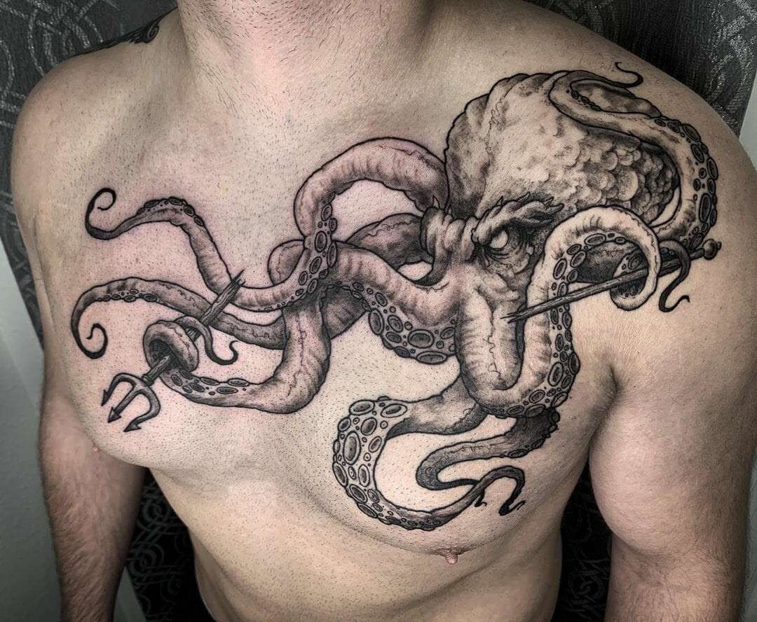 Kraken Tattoo Over Chest